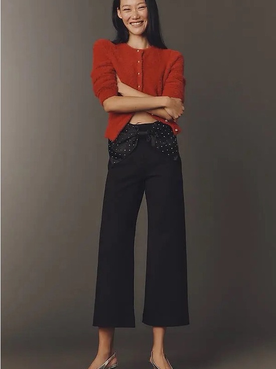 Maeve Pants - Maeve By Anthropologie The Colette Crop Bow Waist Sparkle Pants Sz 27 NWT